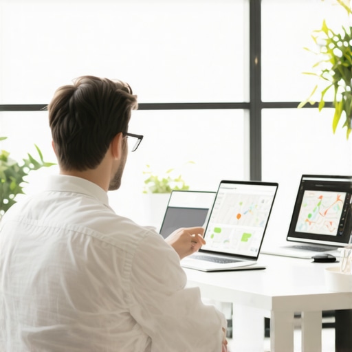 Professional analyzing local SEO data and maps in Dallas