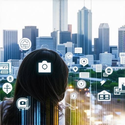 Dallas city skyline with digital marketing symbols indicating SEO success