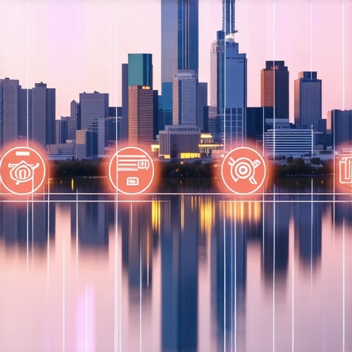Dallas city skyline with icons representing local SEO strategies