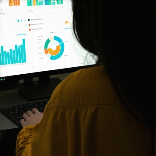 Person analyzing local SEO data on a computer with charts and dashboards.