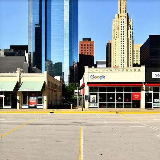 Dallas storefronts superimposed with Google Maps interface
