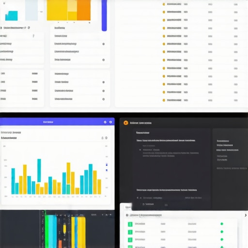 Multiple computer screens displaying SEO dashboards, highlighting tools for local SEO maintenance.