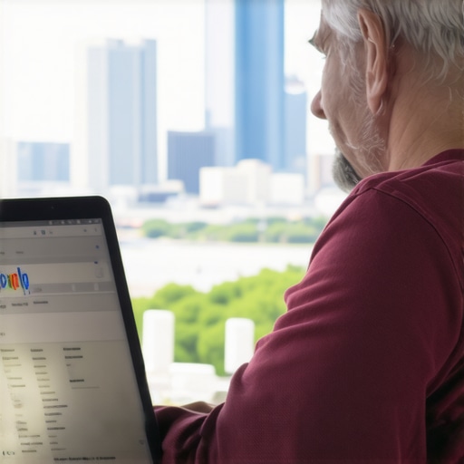 Dallas business owner editing Google My Business profile on a laptop.