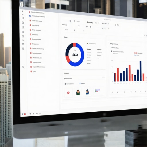 Person analyzing local SEO data with Dallas city skyline behind