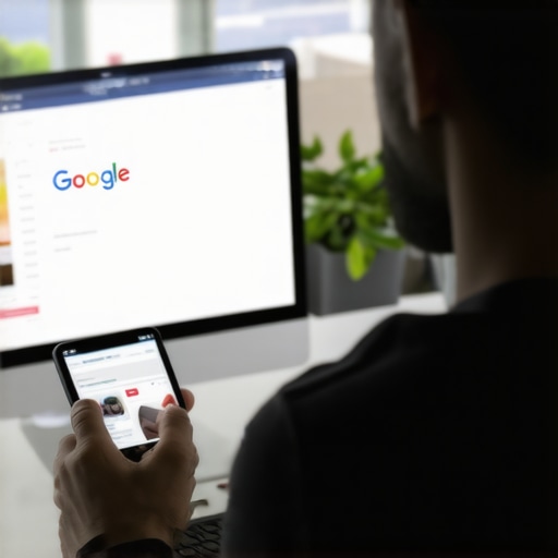 Dallas business owner optimizing Google My Business listing on computer and tablet