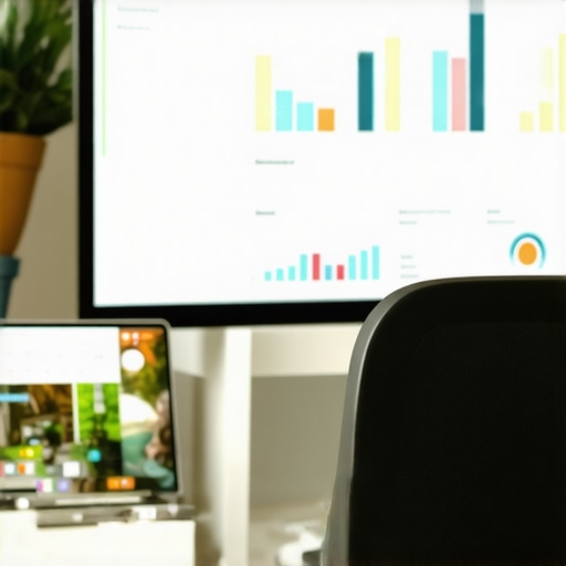 A person managing SEO tools on a computer screen with Dallas maps and analytics